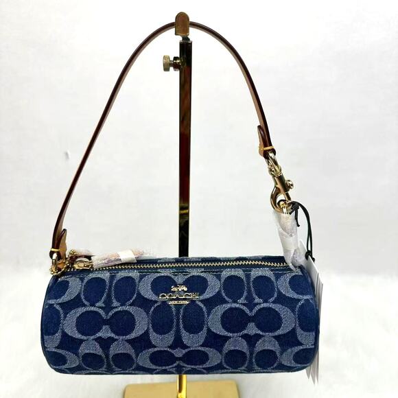 Coach Wristlet Nolita Barrel Bag Signature Denim Gold Blue Natural NWT CZ459 - Picture 10 of 11